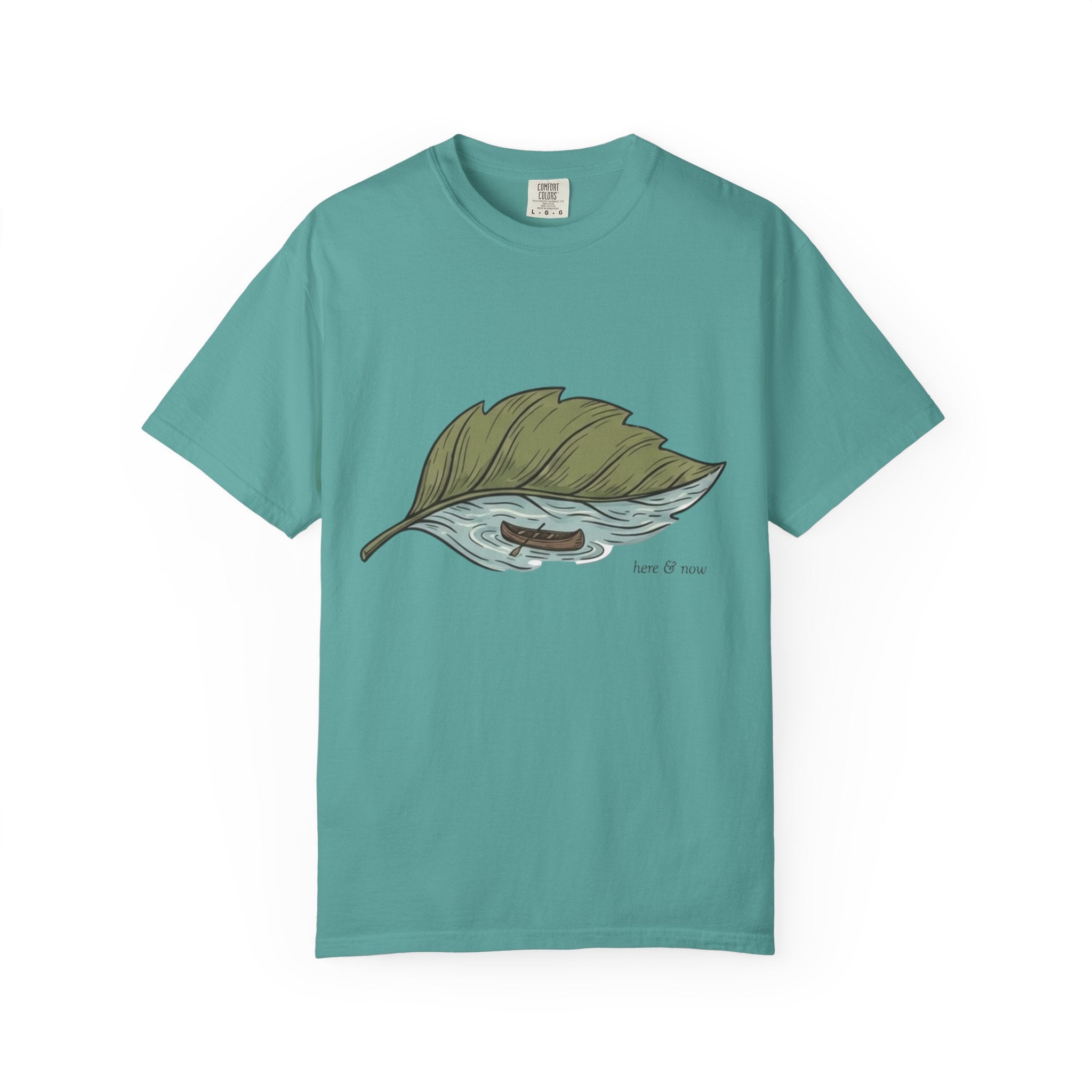 Leaf Canoe T-Shirt — Hand-Drawn Leaf with Canoe Graphic