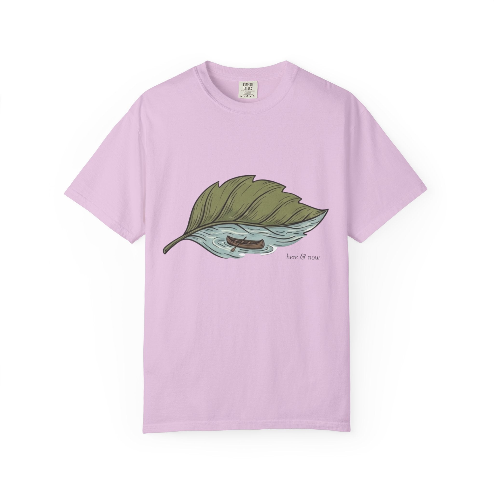 Leaf Canoe T-Shirt — Hand-Drawn Leaf with Canoe Graphic