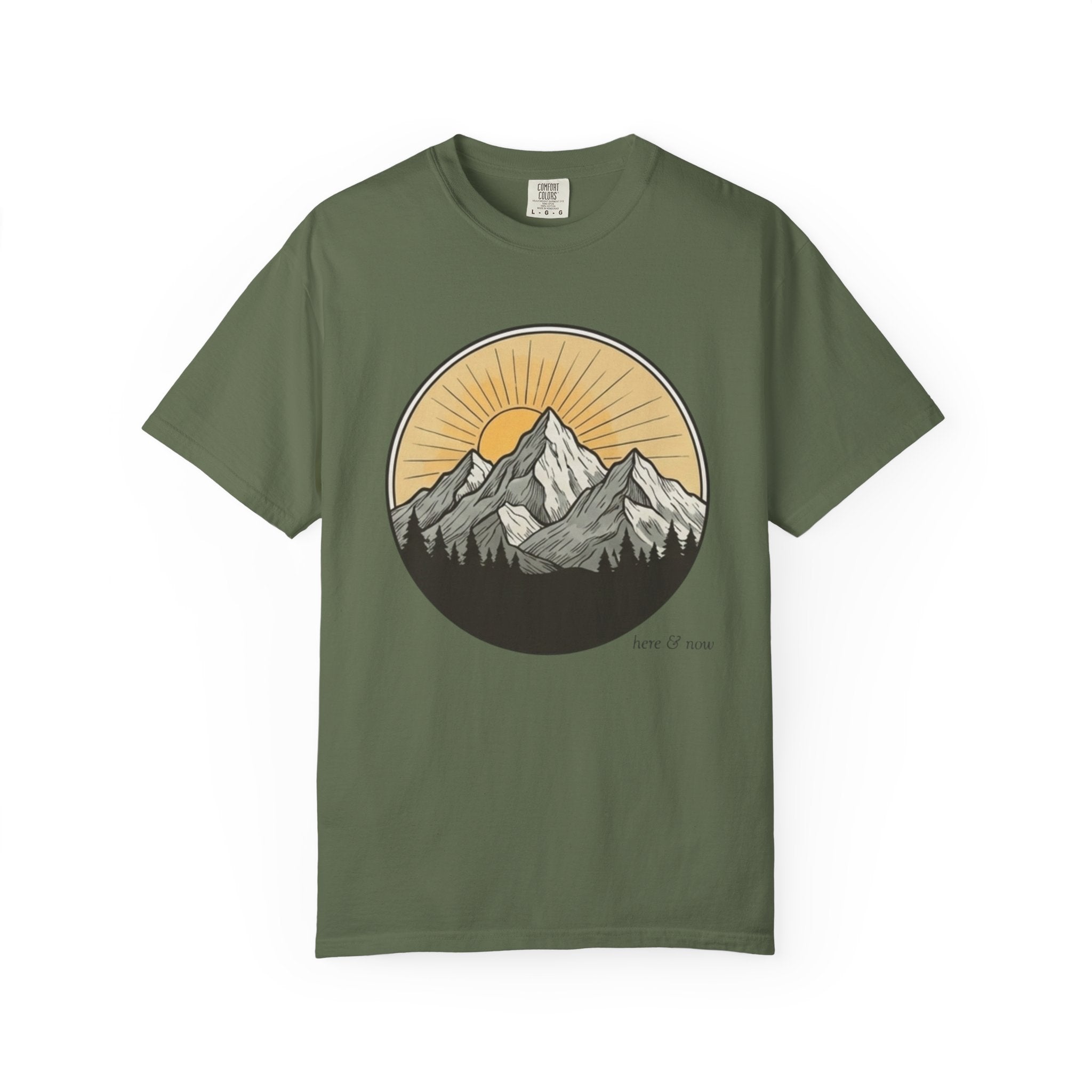 Vintage Mountain Sunrise T-Shirt | Outdoor Adventure Graphic