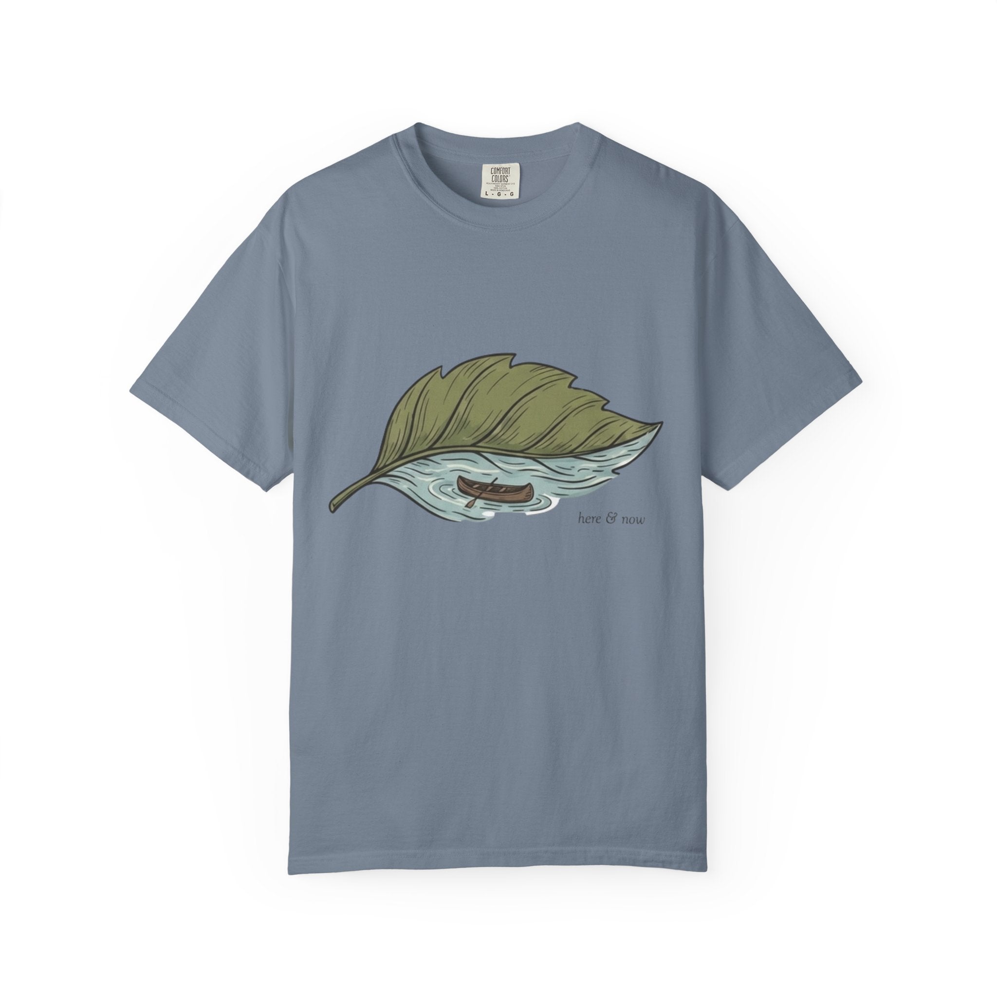 Leaf Canoe T-Shirt — Hand-Drawn Leaf with Canoe Graphic